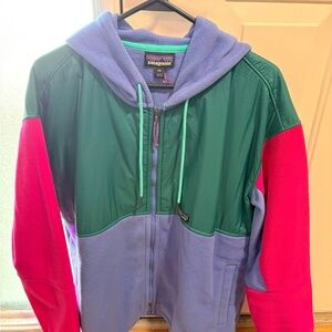 Patagonia Green and Purple Zip-Up Microdini Hoody Jacket